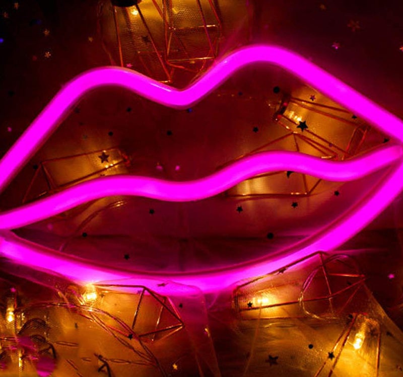 MorTime Cute Neon Signs, LED Neon Light for Party Supplies, Girls Room Decoration Accessory, Table Decoration, Children Kids Gifts (Lip Shaped) - Image 5